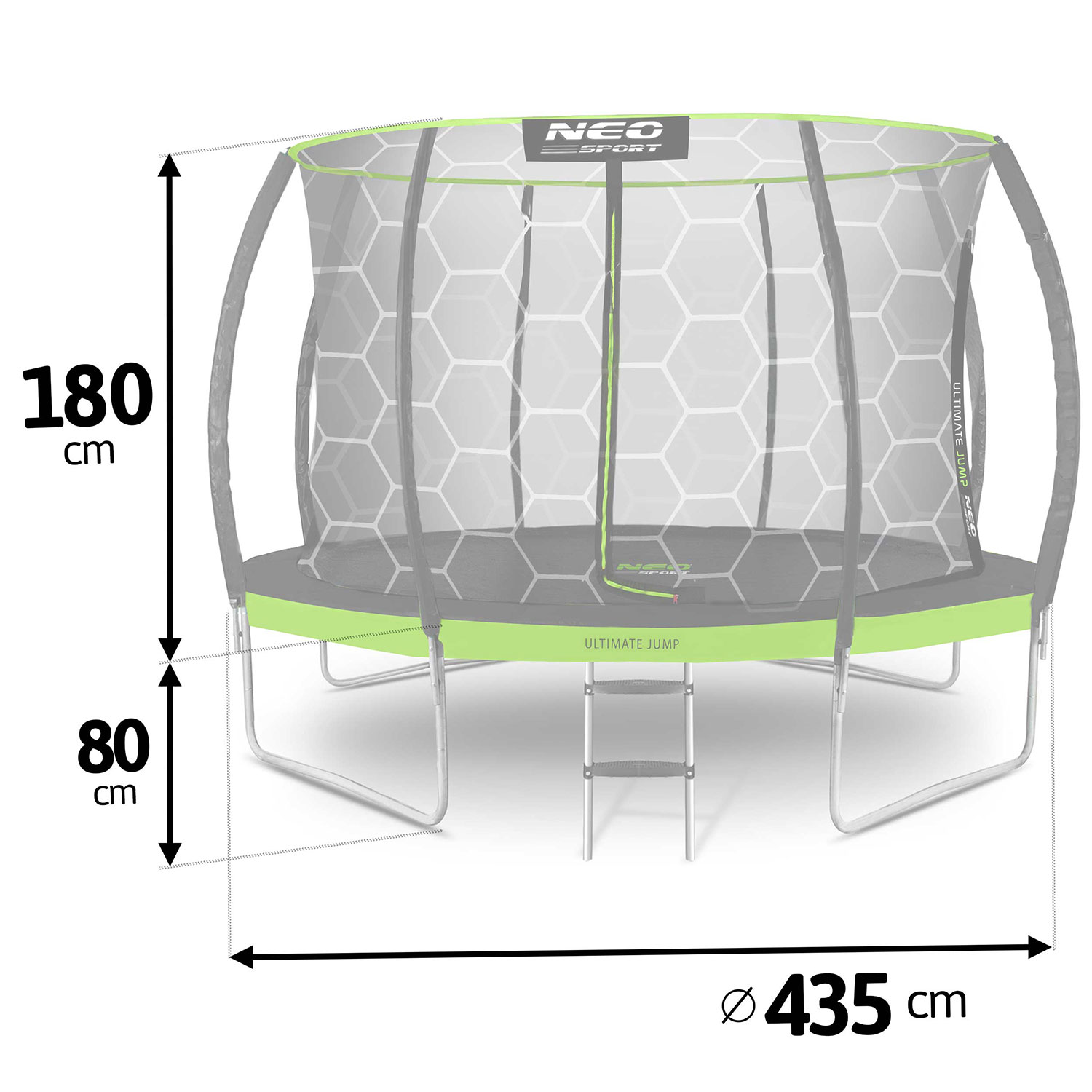 Profilovaná záhradná trampolína Neo-Sport s dĺžkou 435 cm a vnútornou sieťou – Obrázok 2