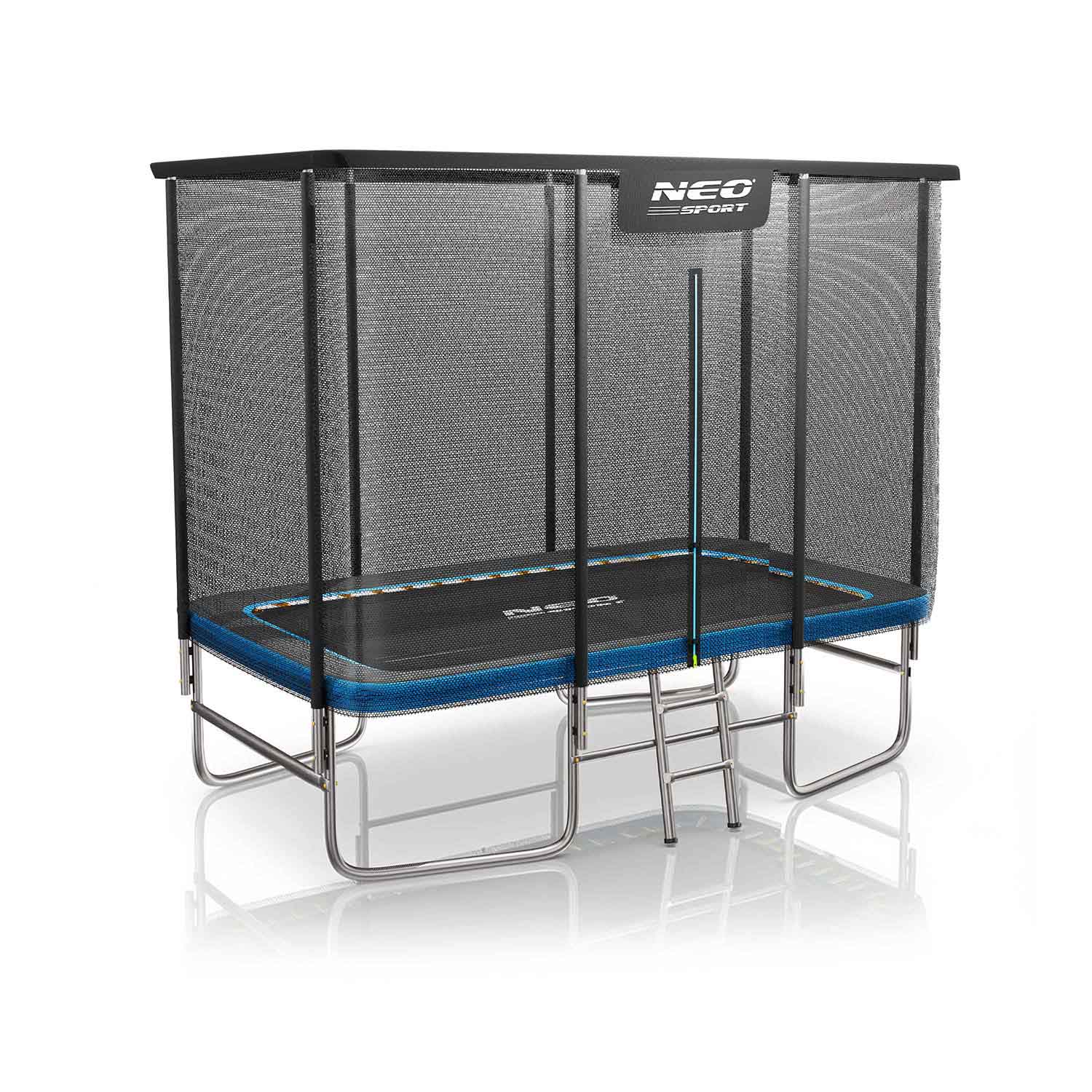 Obdĺžniková záhradná trampolína 14x10 stôp/427x305 cm s vonkajšou sieťou a rebríkom Neo-Sport – Obrázok 6