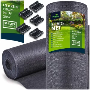 Tieniaca sieť 1,5x25m 110g/m2 + 50 svoriek sivá