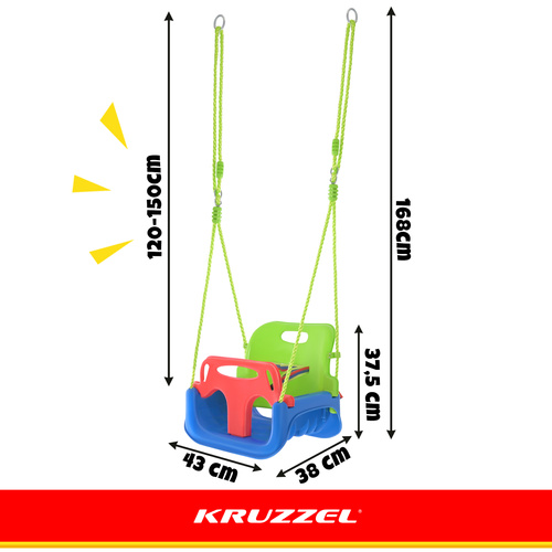 Detská hojdačka Kruzzel 3 v 1 zelenomodrá – Obrázok 4