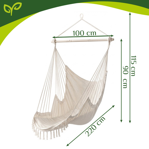 Hojdačka - závesné kreslo 210 cm béžová Gardlov – Obrázok 3