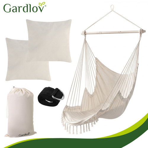 Hojdačka - závesné kreslo 210 cm béžová Gardlov – Obrázok 5