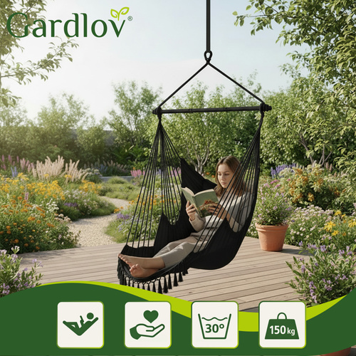 Hojdačka - závesné kreslo 210 cm čierne Gardlov – Obrázok 7
