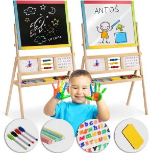 Veľká magnetická tabuľa Ricokids s otočnými hodinami - viacfarebná