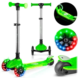 Ricokids Jelly trojkolesová balančná kolobežka pre deti, svietiaca v tme - zelená