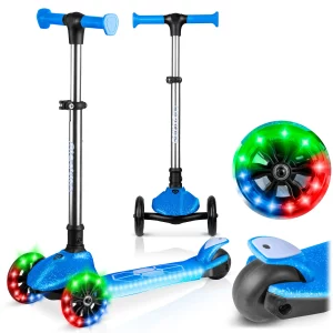 Ricokids Jelly trojkolesová balančná kolobežka pre deti, svietiaca v tme - modrá