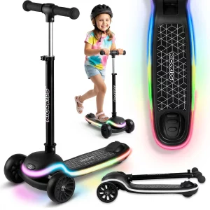 Ricokids Leddi trojkolesová LED balančná kolobežka pre deti - čierna
