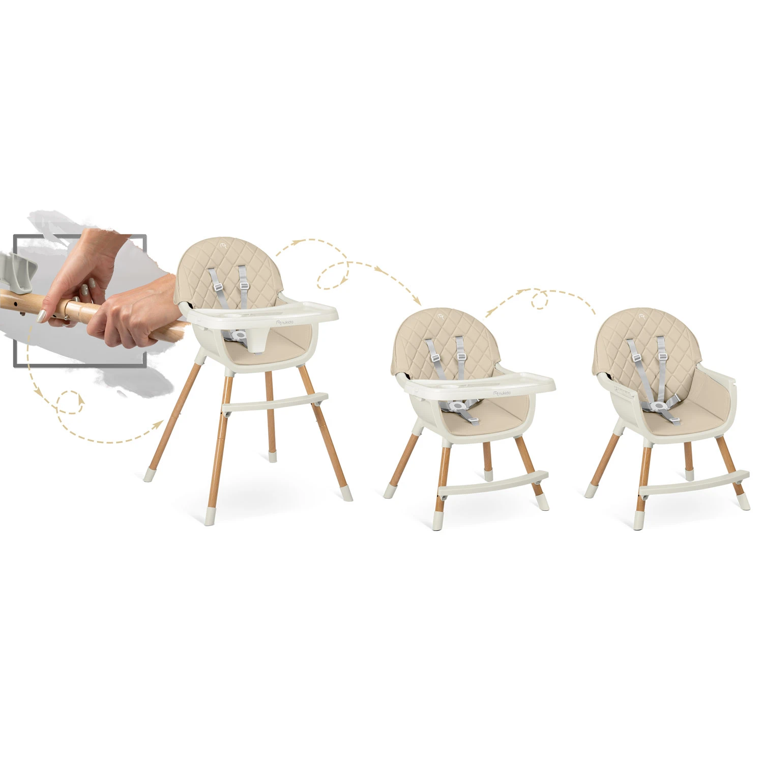 Vysoká stolička Nukido Lilo Beige – Obrázok 8