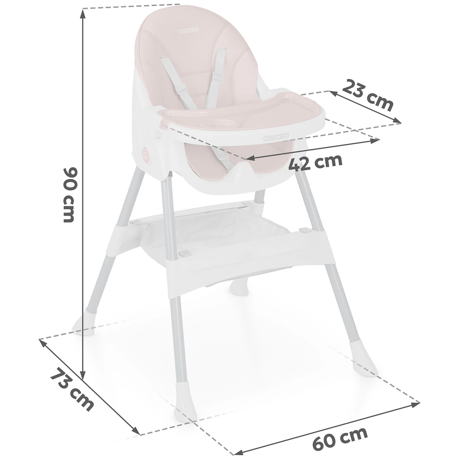 Ricokids Mani ružová stolička na kŕmenie – Obrázok 6