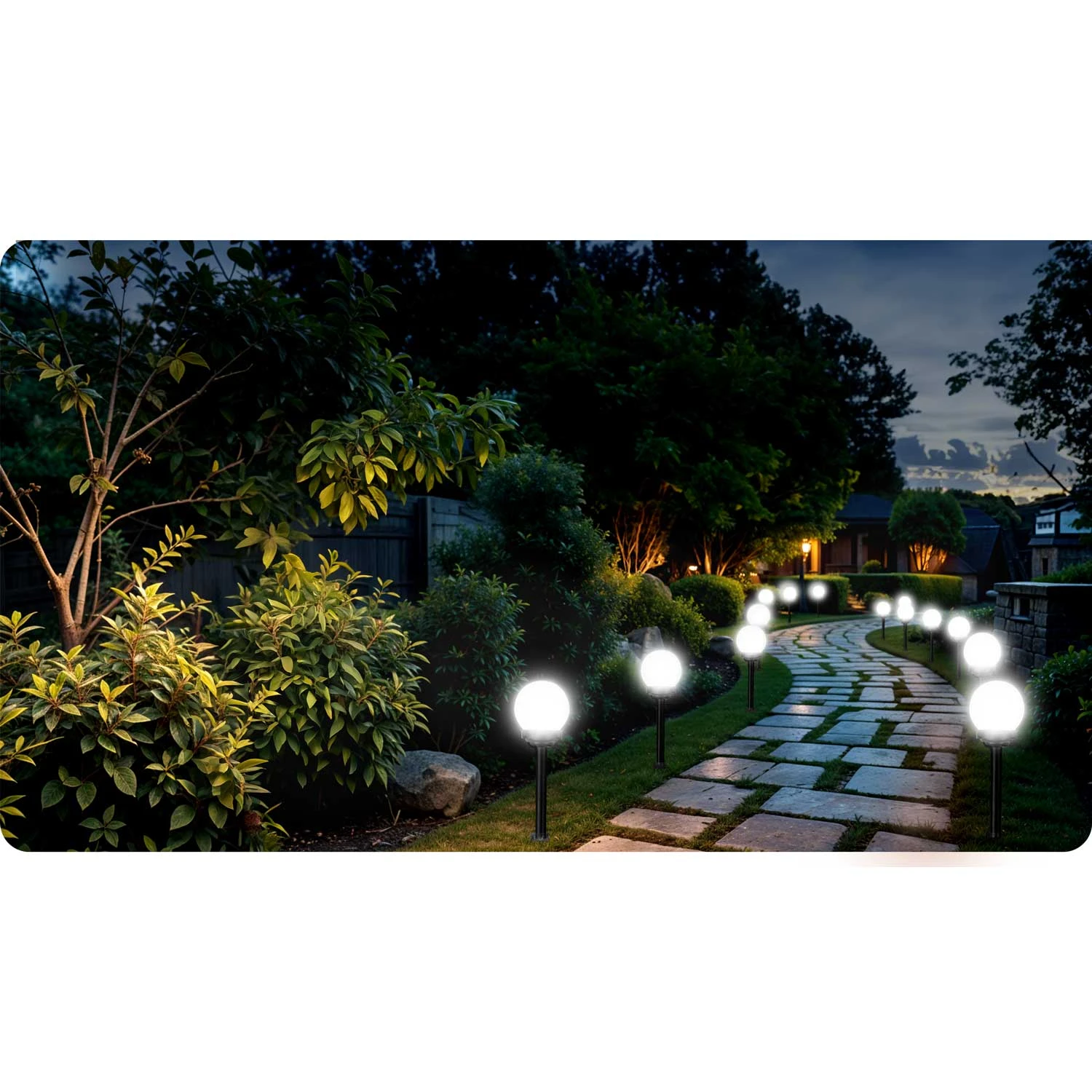 Solárna lampa biela guľa 4 ks Ilumen LS-102 – Obrázok 2