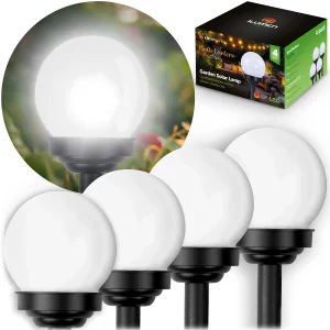 Solárna lampa biela guľa 4 ks Ilumen LS-102