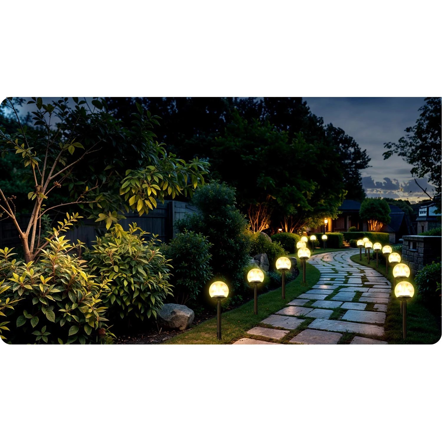 Solárna lampa, priehľadná guľa, 4 ks. Ilumen LS-103 – Obrázok 4