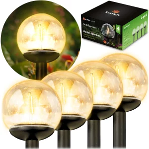 Solárna lampa, priehľadná guľa, 4 ks. Ilumen LS-103