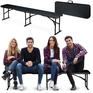 Skladacia záhradná lavica pre catering 180 cm Plonos čierna
