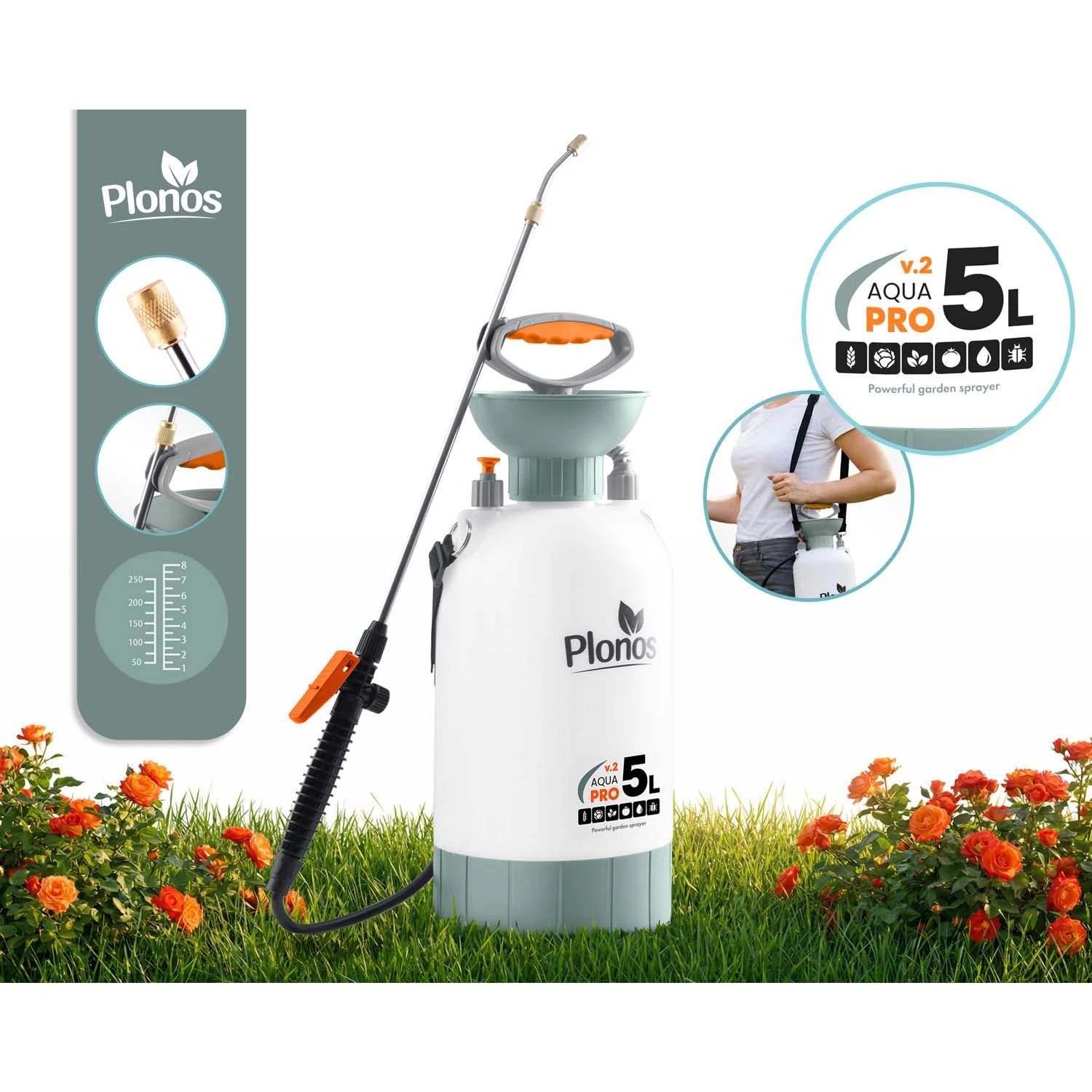 Ručný tlakový postrekovač Plonos PL-605 s objemom 5 l – Obrázok 8