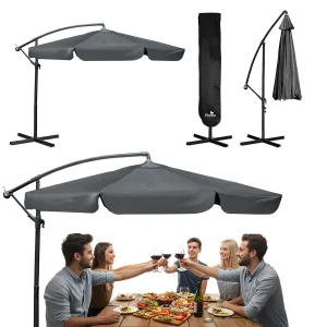 Skladací záhradný slnečník, 6 častí, 350 cm, s krytom, Plonos PL-880