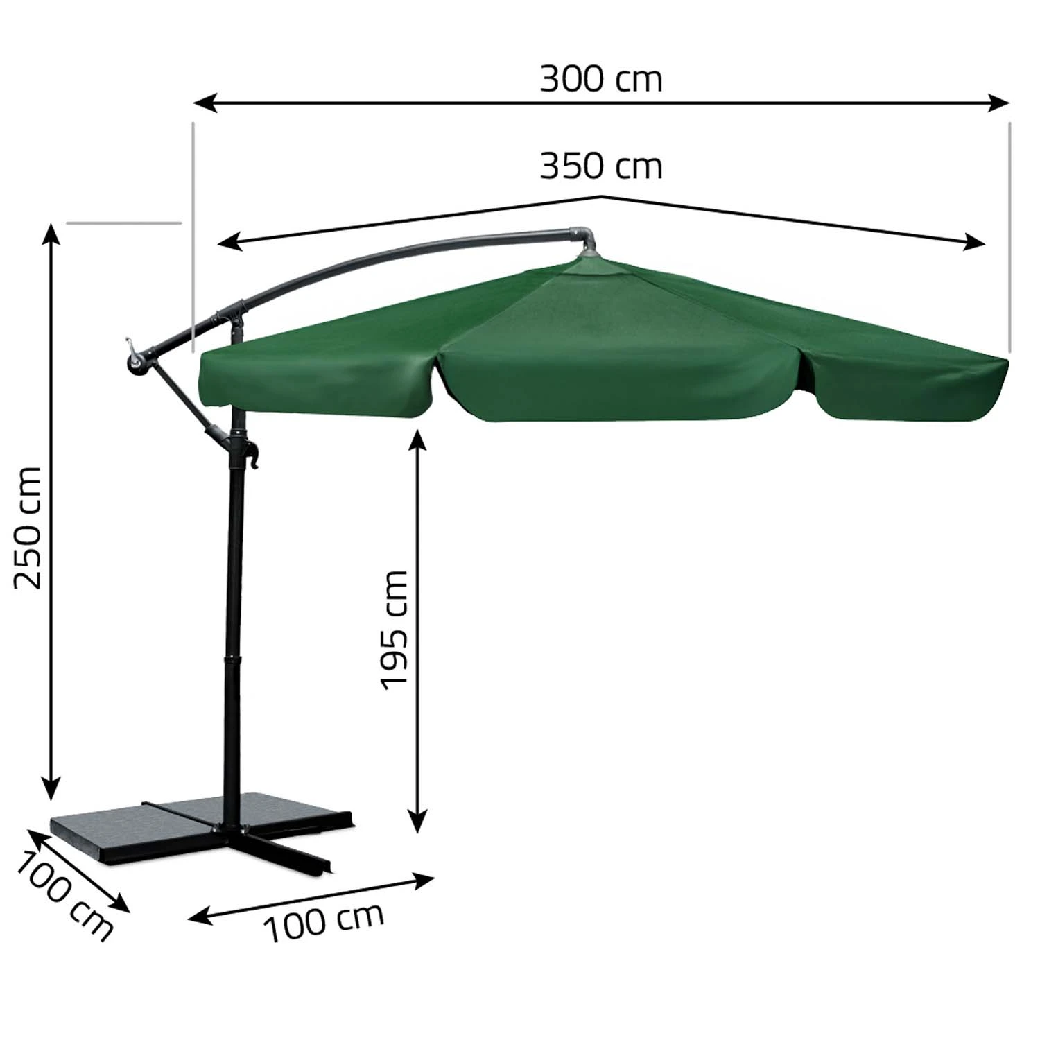 Skladací záhradný slnečník, 6 častí, 350 cm, s krytom, Plonos PL-880 – Obrázok 5