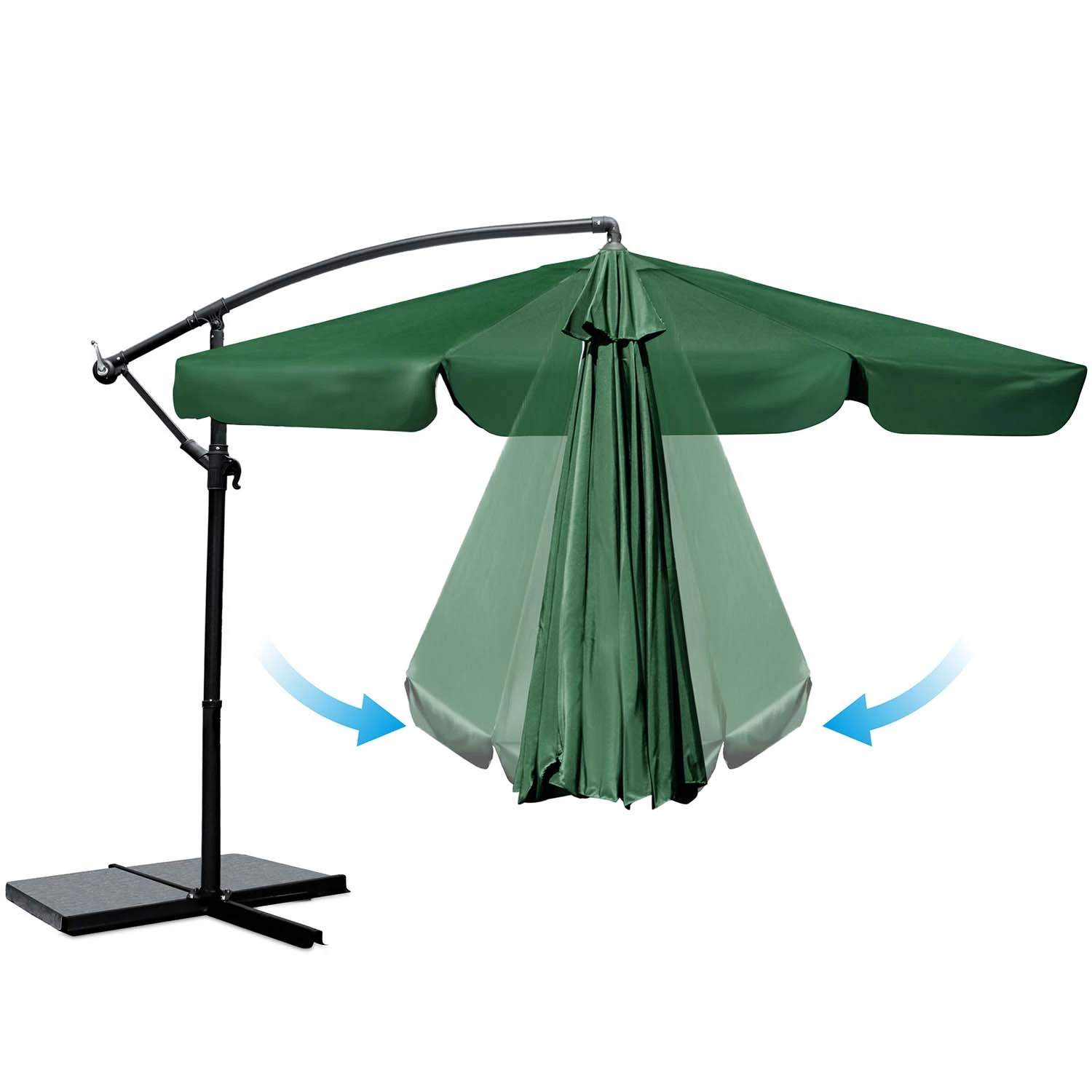 Skladací záhradný slnečník, 6 častí, 350 cm, s krytom, Plonos PL-880 – Obrázok 3