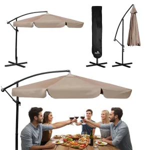 Skladací záhradný slnečník, 6 častí, 350 cm, s krytom, Plonos PL-880