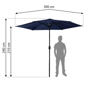 Skladací záhradný slnečník, 6 častí, 300 cm, s krytom, Plonos PL-884