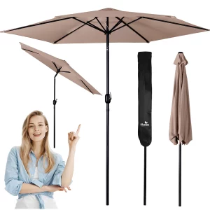 Skladací záhradný slnečník, 6 častí, 300 cm, s krytom, Plonos PL-884