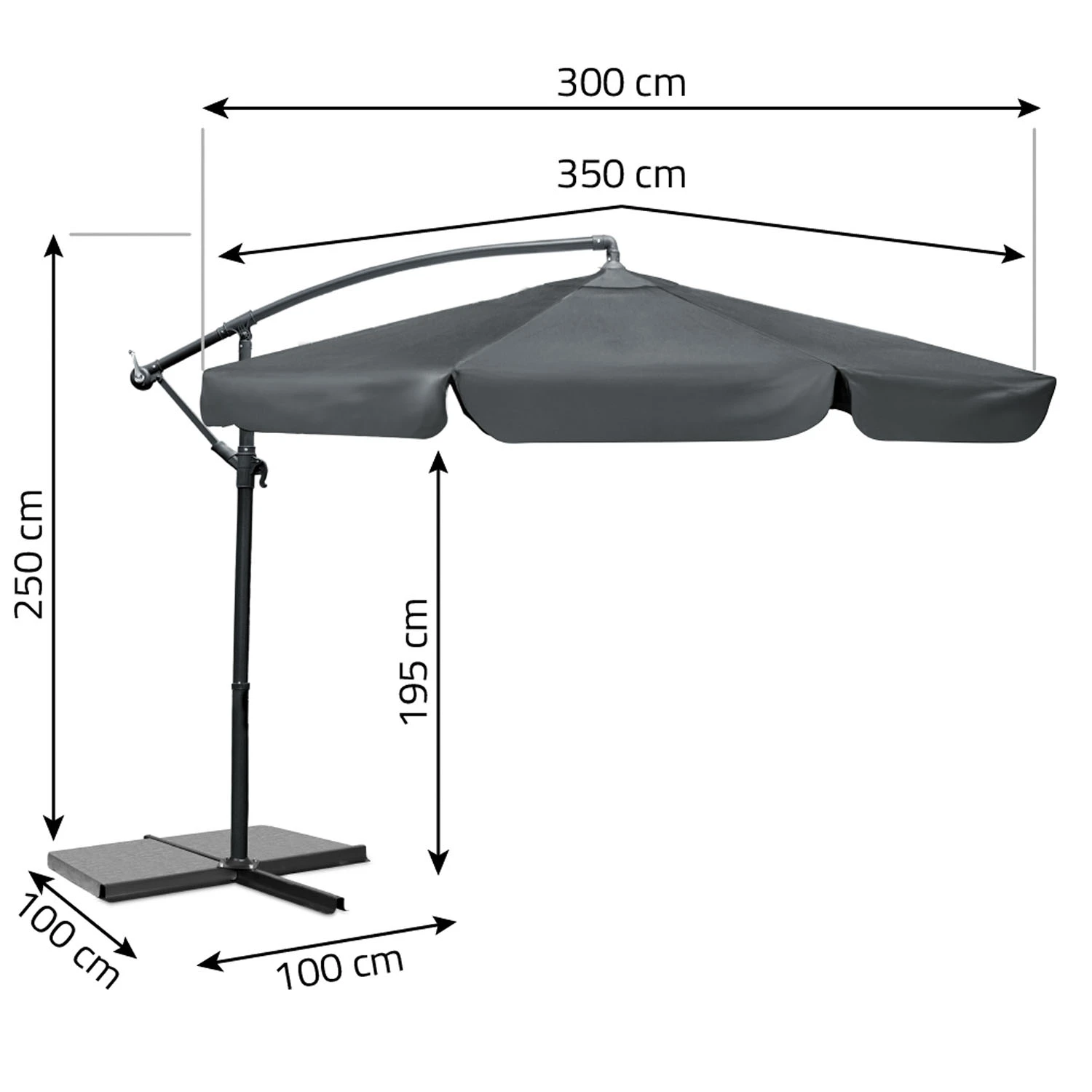 Skladací záhradný slnečník, 8 segmentov, 350 cm, s krytom, Plonos PL-881 – Obrázok 6