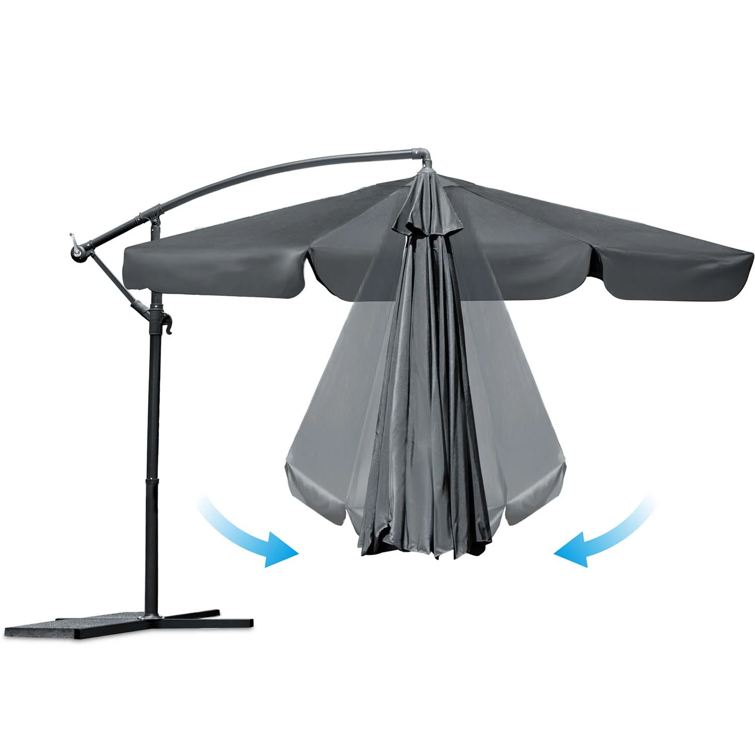 Skladací záhradný slnečník, 8 segmentov, 350 cm, s krytom, Plonos PL-881 – Obrázok 3