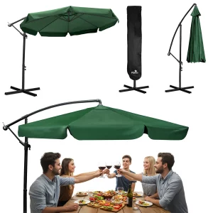 Skladací záhradný slnečník, 8 segmentov, 350 cm, s krytom, Plonos PL-881