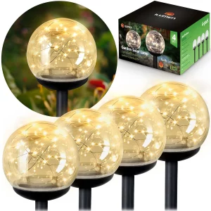 Solárna lampa, priehľadná guľa, 4 ks. Ilumen LS-103
