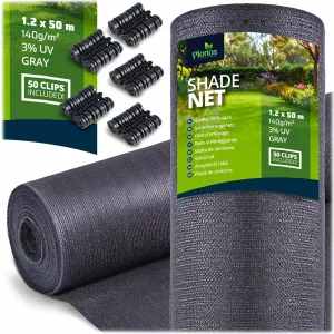 Tieniaca sieť 1,2x50m 140g/m2 + 50 svoriek sivá