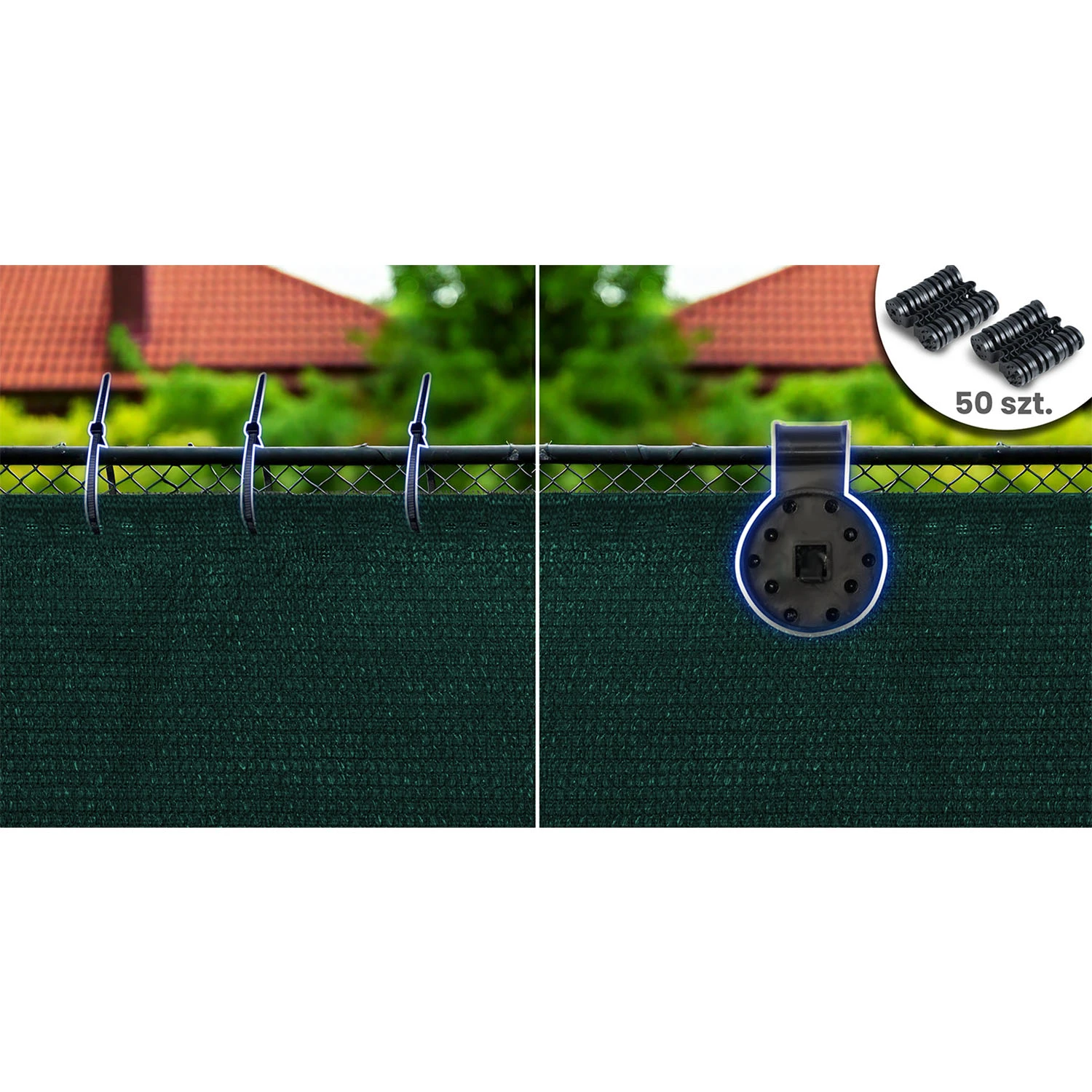 Tieniaca sieť 1,2x50m 140g/m2 + 50 svoriek zelená – Obrázok 6