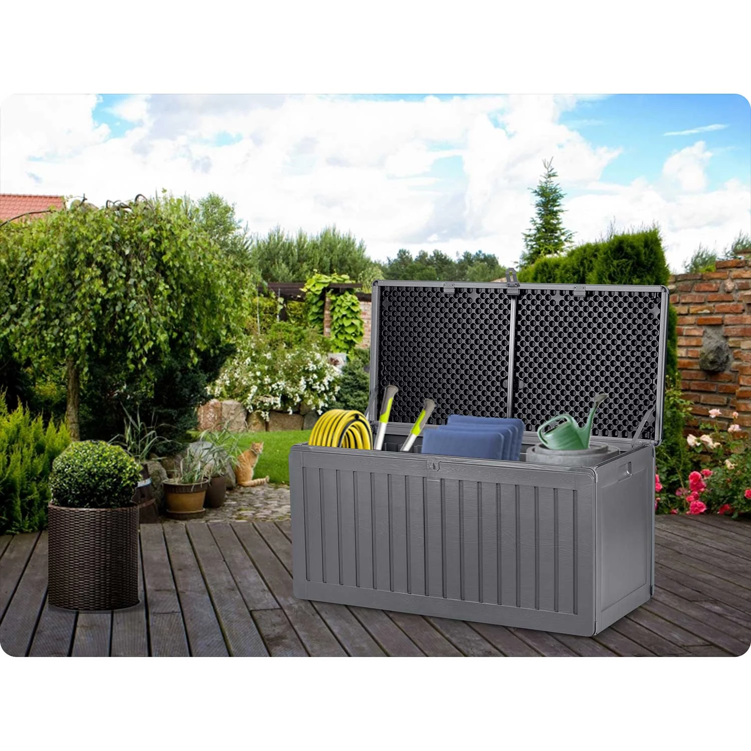 Záhradný box 109 x 51 x 55 cm 270 litrov sivý – Obrázok 5