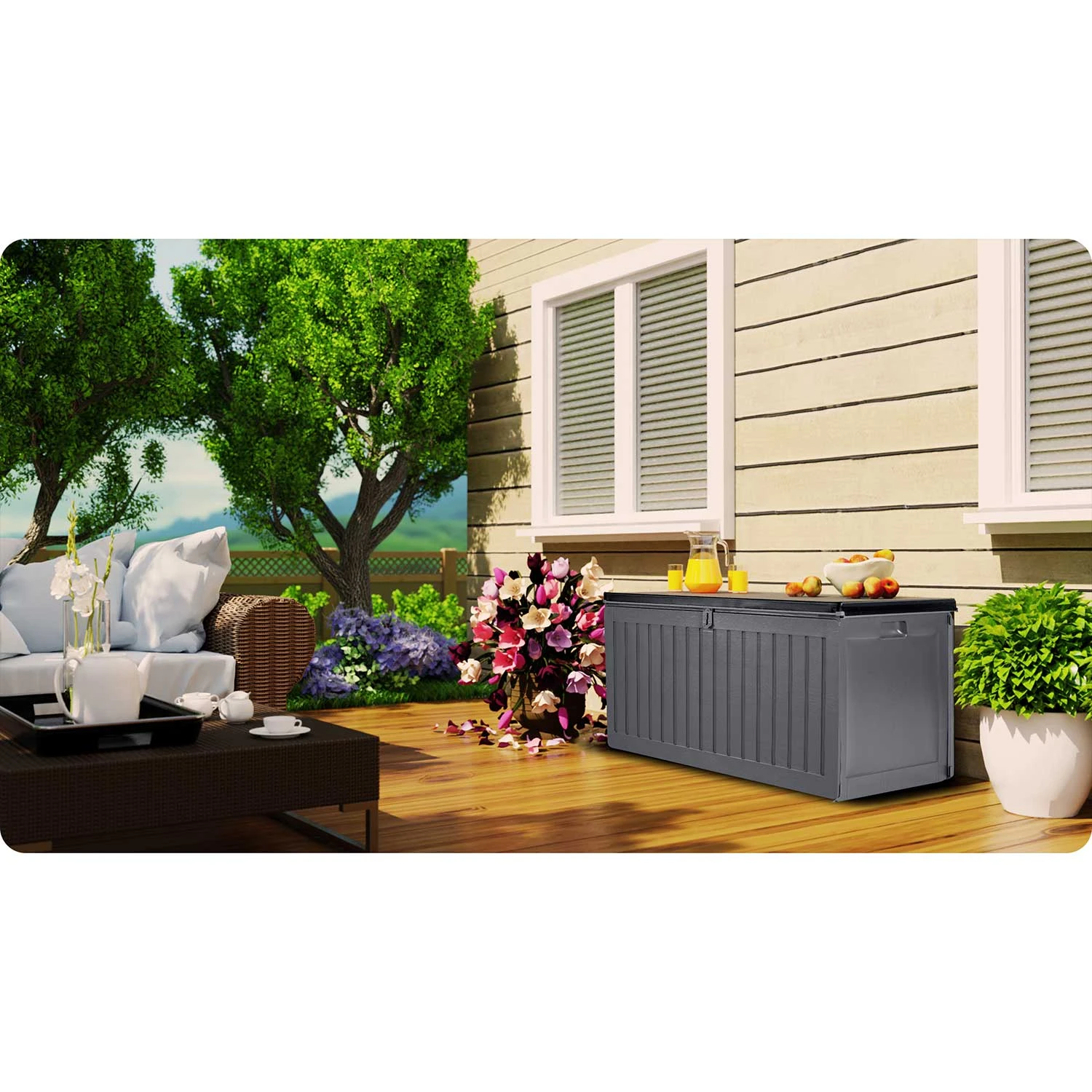 Záhradný box 109 x 51 x 55 cm 270 litrov sivý – Obrázok 3