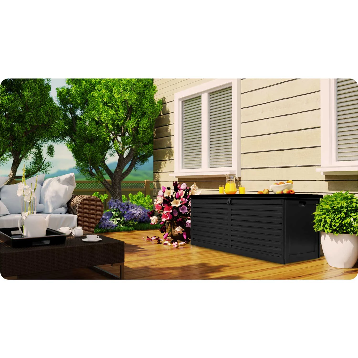 Záhradný box 143,5 x 57 x 53,5 cm 390 litrov čierny – Obrázok 2