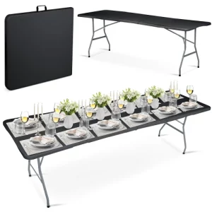 Skladací záhradný cateringový stôl 244 cm Plonos čierny
