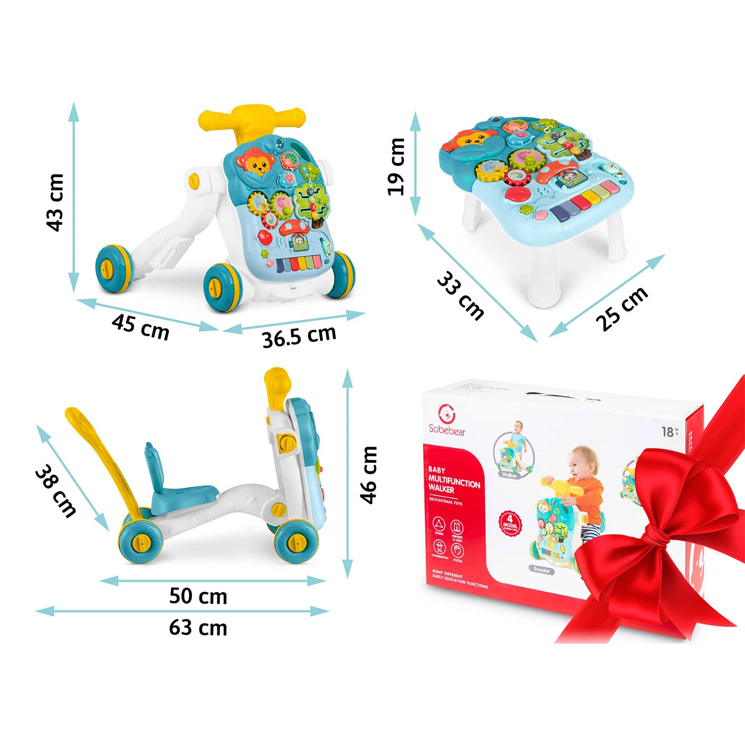 Ricokids 4-v-1 vzdelávací stôl zelený 781500 – Obrázok 4