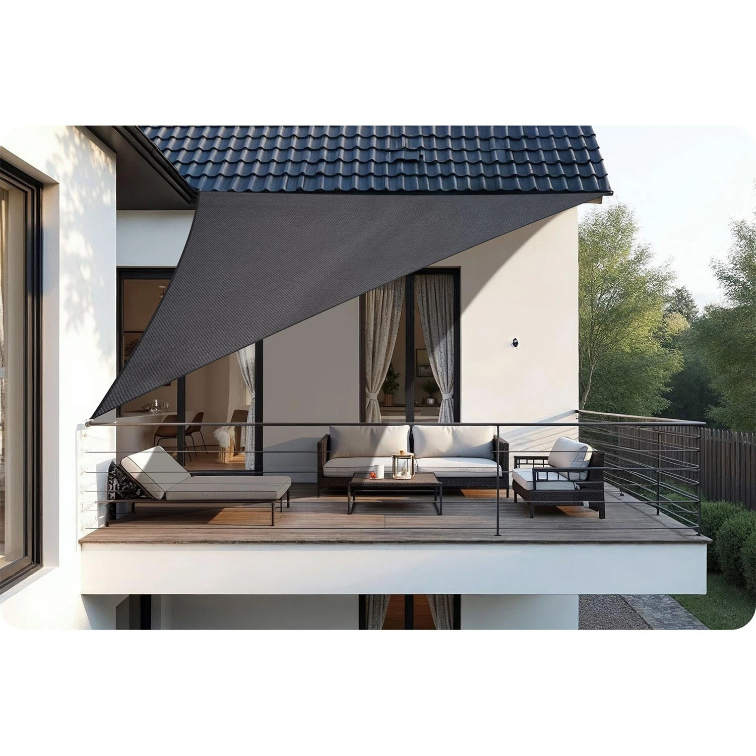 Trojuholníková tieniaca plachta 7m2 Plonos PL-886 sivá – Obrázok 8